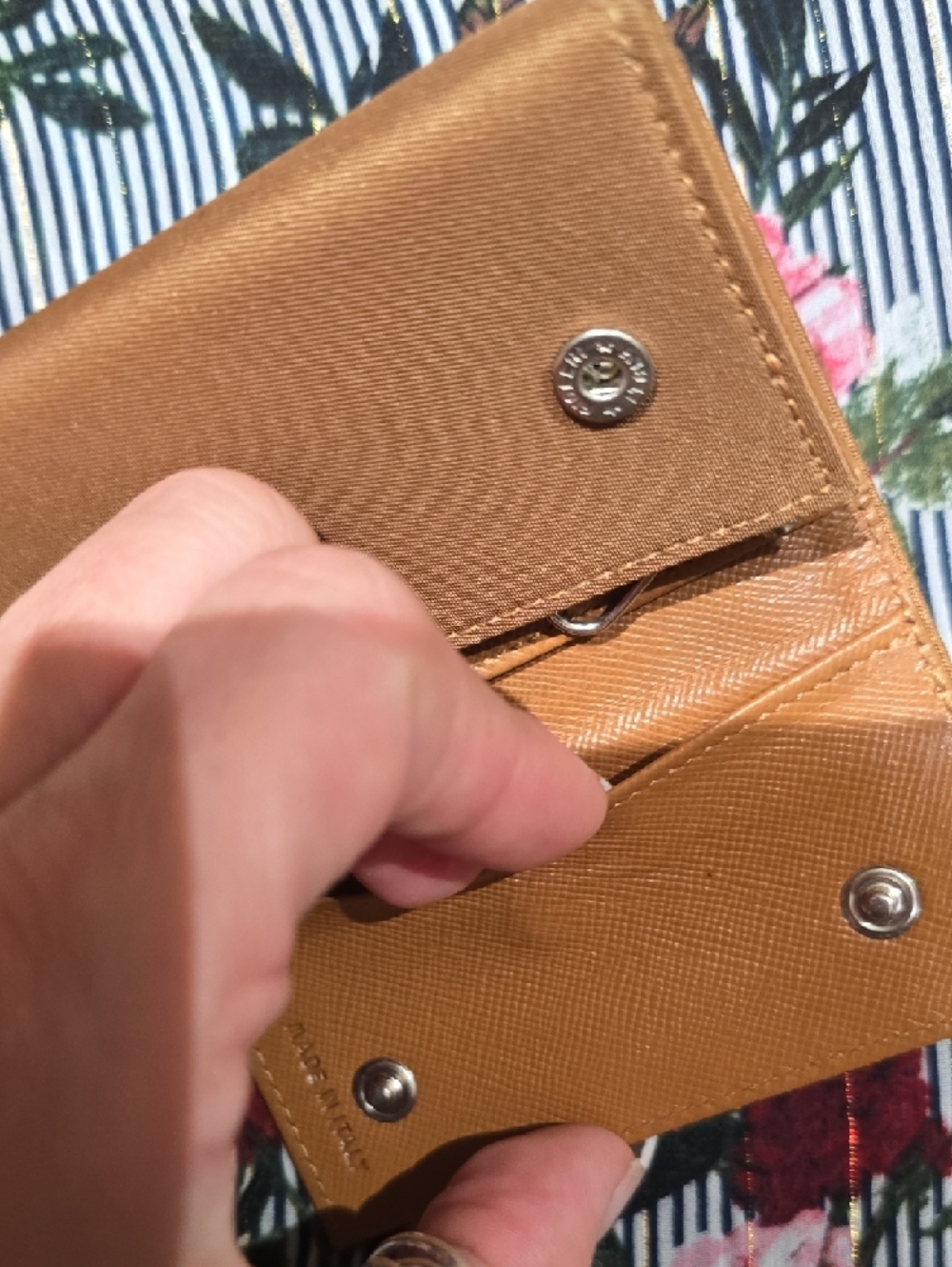 Prada Tan Triangular Logo Key And Card Case - Picture 10 of 11